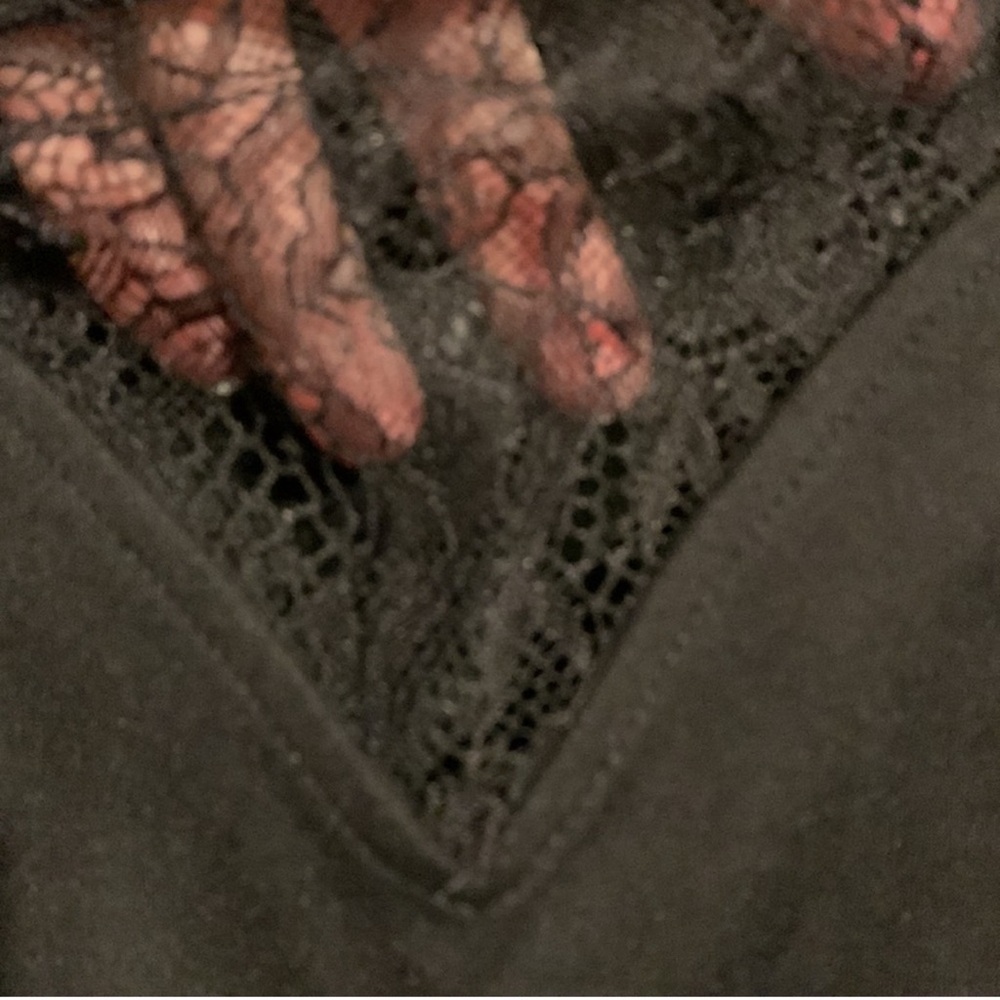 Black off the Shoulder Peplum with Lace Detail - Picture 2 of 7